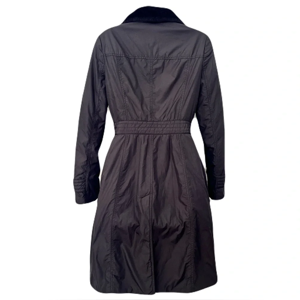 Tory Burch Black Coat with Removable Faux Fur Collar, Size 2